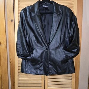 Mix It Women's Black Leather Jacket Size 14, Y2K